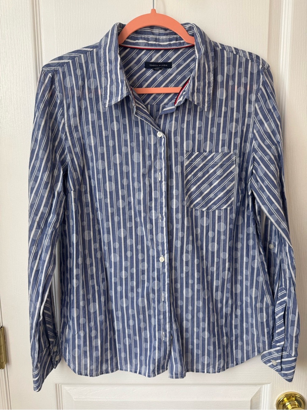 Tommy Hilfiger Blue Striped & Dot Button-Down Shirt